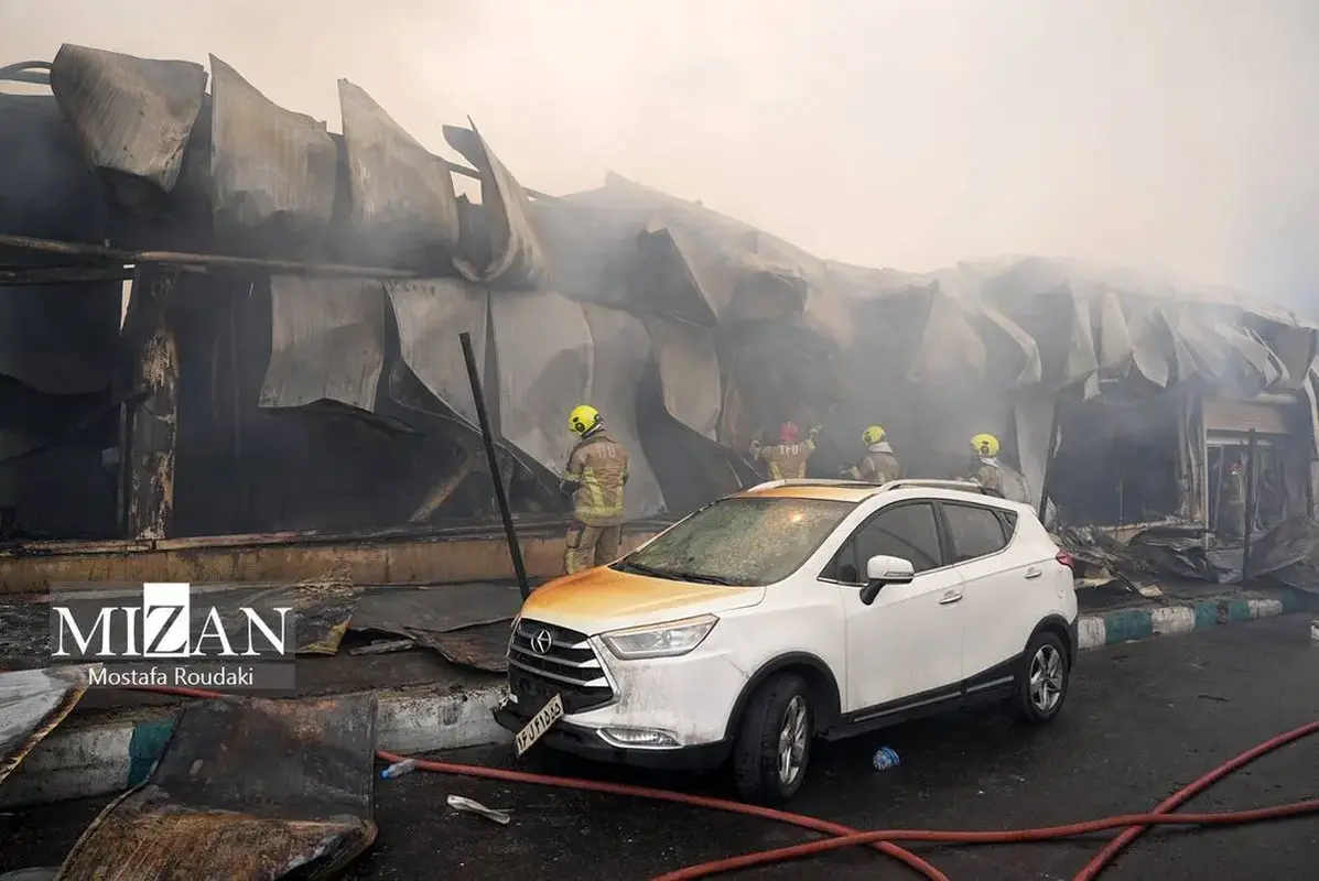 آتش سوزی گسترده بازارچه جنت آباد تهران 