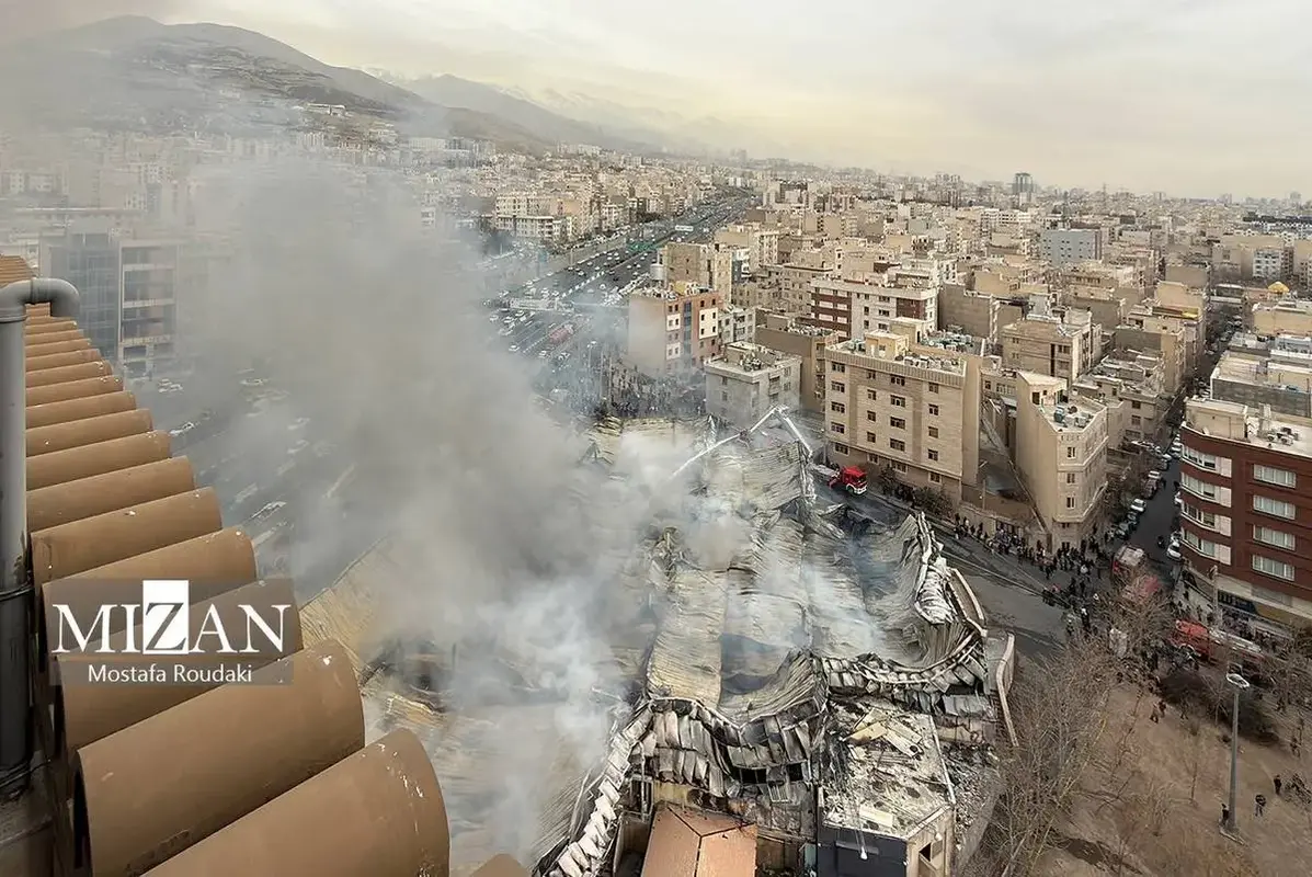 آتش سوزی گسترده بازارچه جنت آباد تهران 