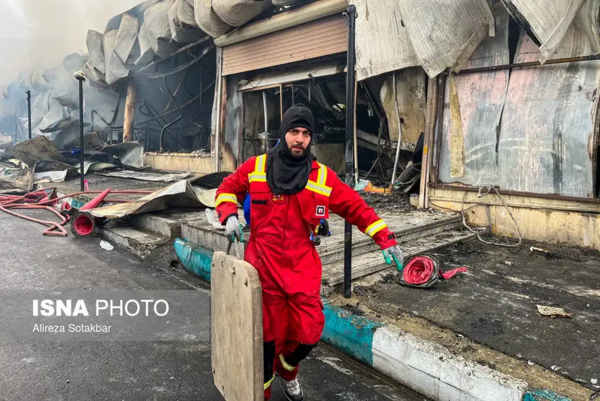 آتش سوزی گسترده بازارچه جنت آباد تهران 