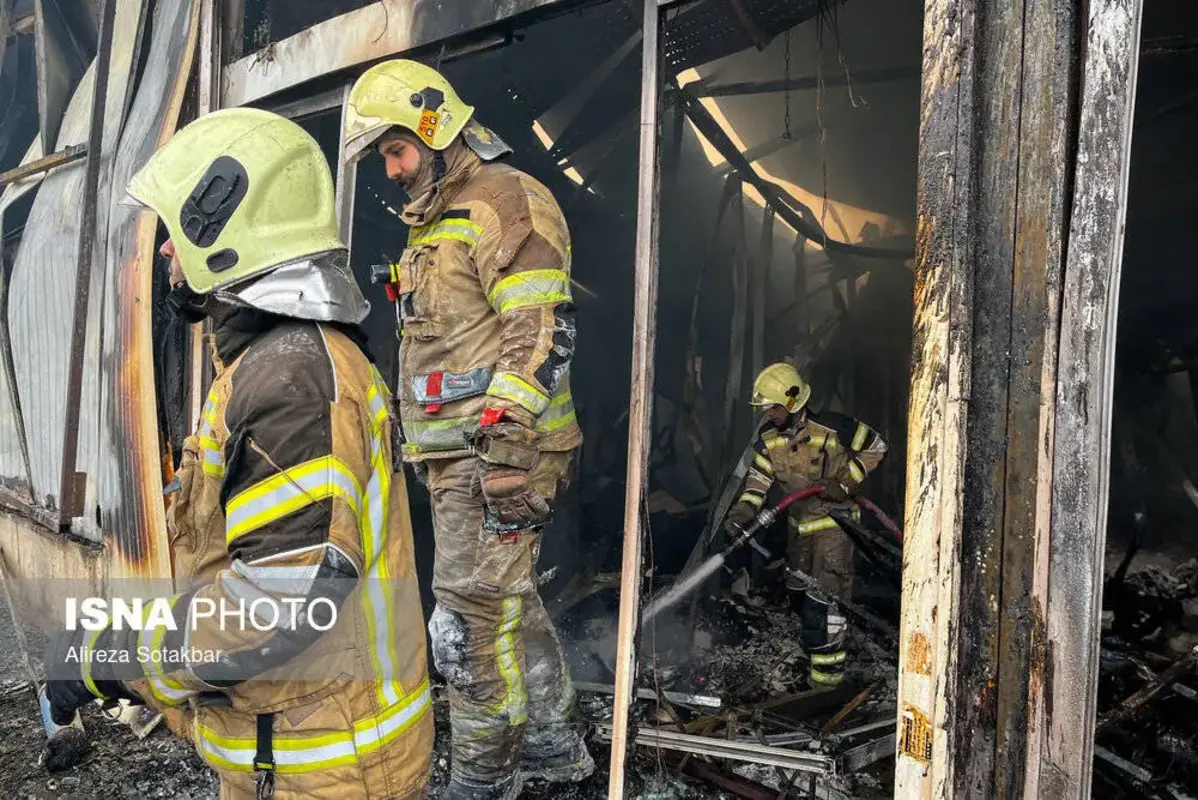 آتش سوزی گسترده بازارچه جنت آباد تهران 