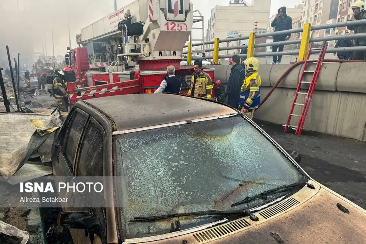 آتش سوزی گسترده بازارچه جنت آباد تهران 