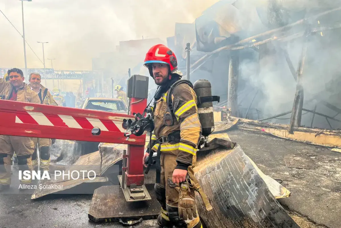 آتش سوزی گسترده بازارچه جنت آباد تهران 