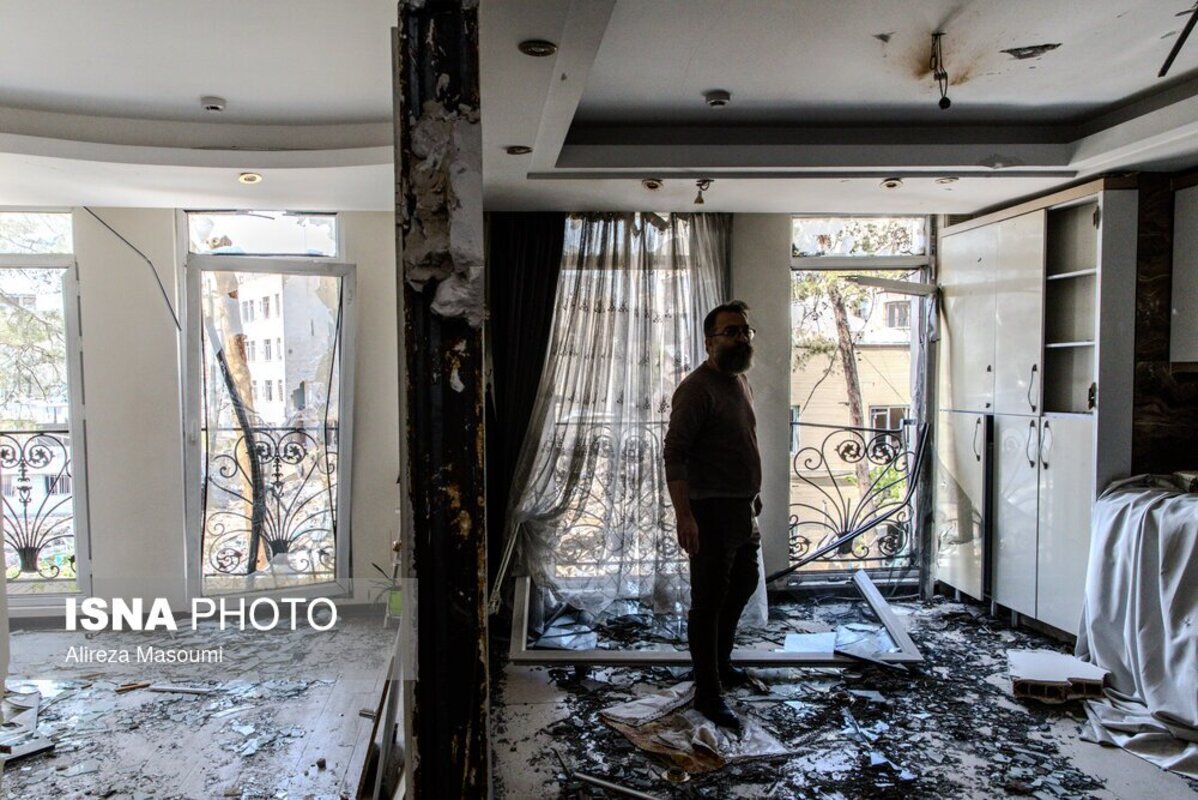 خسارات ناشی از حمله آمریکا و اسرائیل به منطقه مسکونی تهران