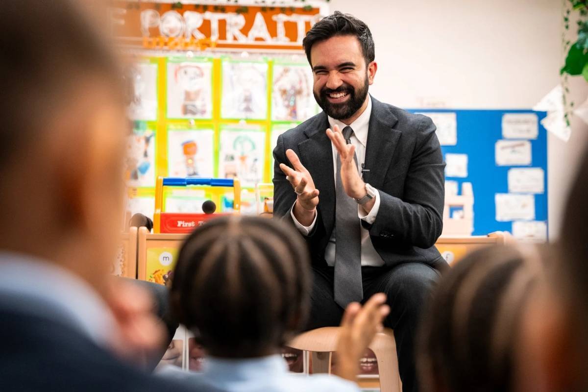 لحظات شاد اوباما و ممدانی در مهدکودک