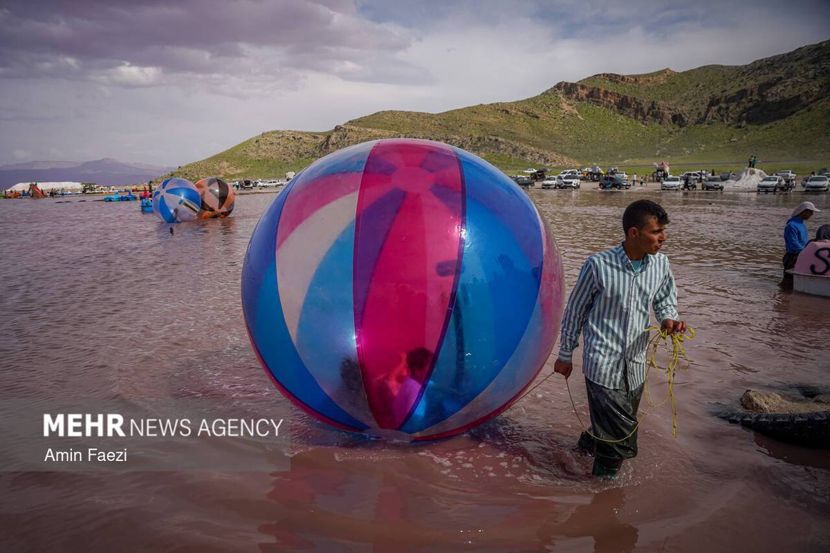 بازگشت رنگ صورتی به دریاچه مهارلو شیراز