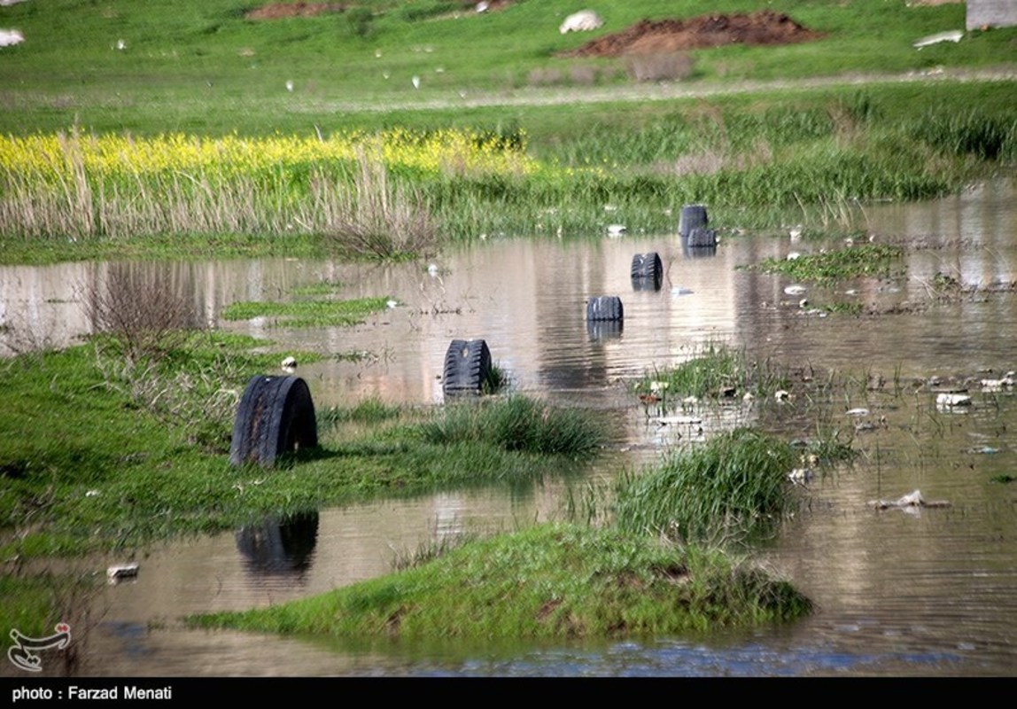 آبگرفتگی زمینهای کشاورزی در اثر سیل در کرمانشاه