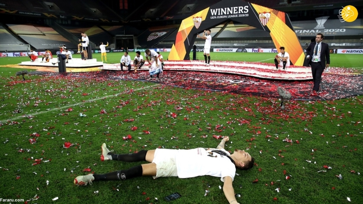 جشن قهرمانی تیم فوتبال سویای اسپانیا در لیگ اروپا