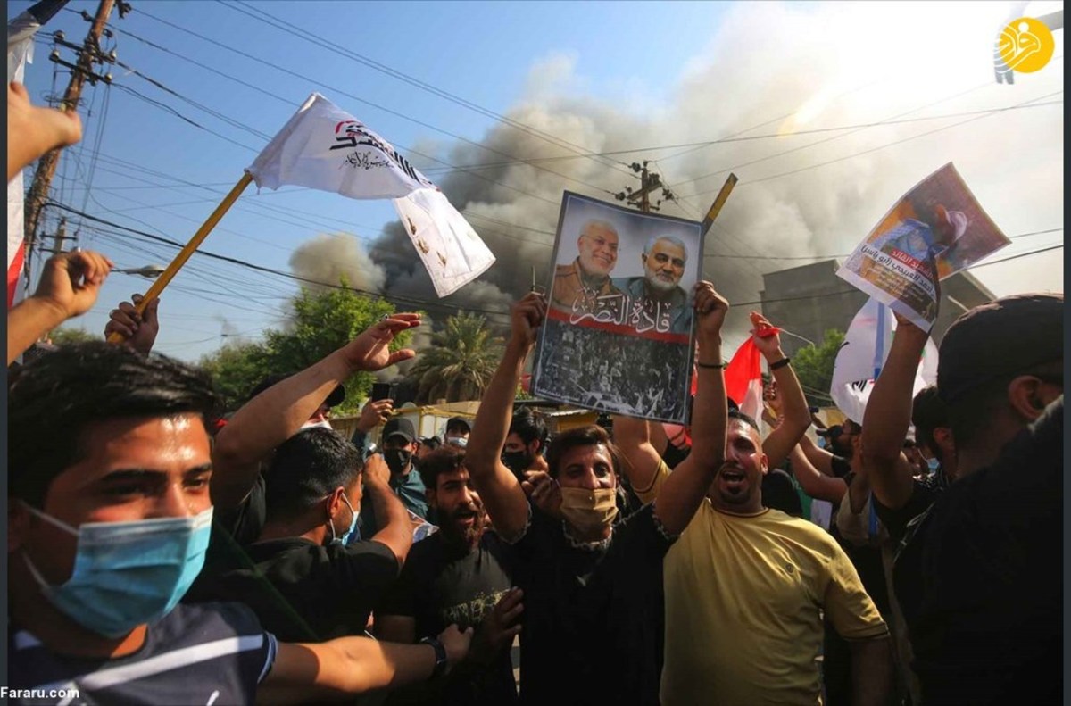 آتش زدن دفتر حزب دموکرات کردستان در بغداد توسط هواداران حشد شعبی