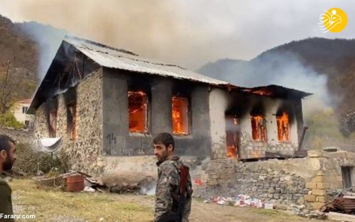 ارمنی‌های قبل از تخلیه روستا خانه‌هایشان را آتش زدند!