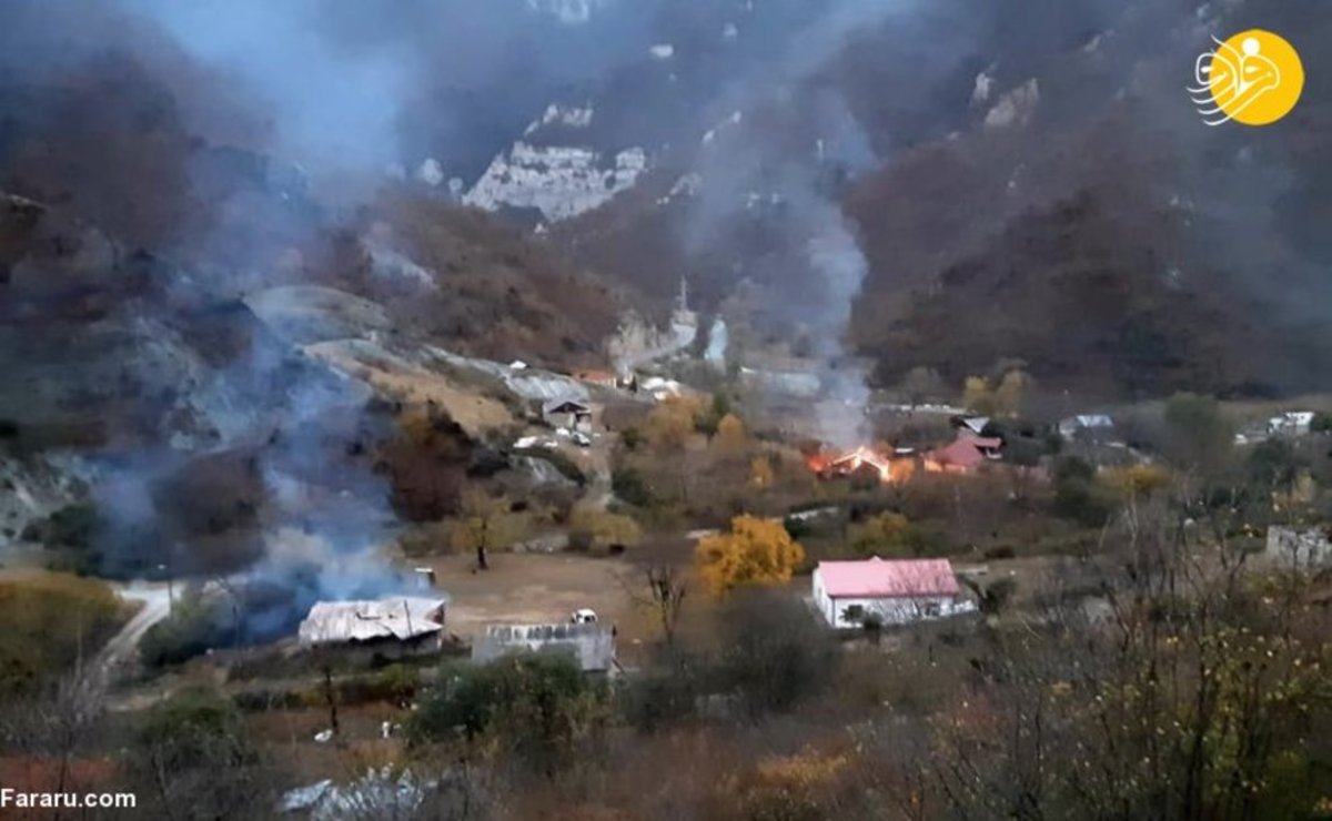 ارمنی‌های قبل از تخلیه روستا خانه‌هایشان را آتش زدند!