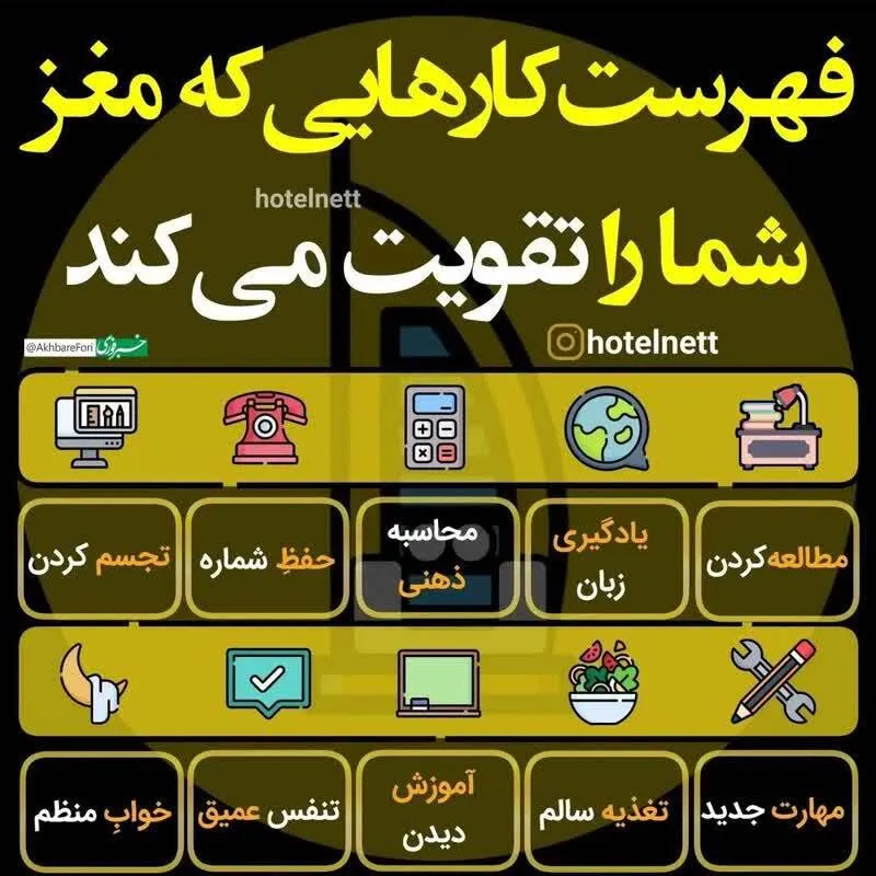 اینفوگرافی/فهرست کار‌هایی که مغز شمارا تقویت می‌کند