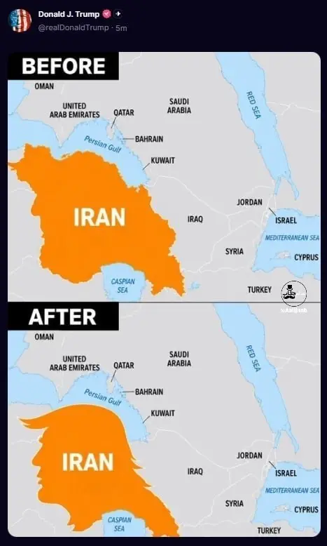 پست ترامپ با نقشه ایران