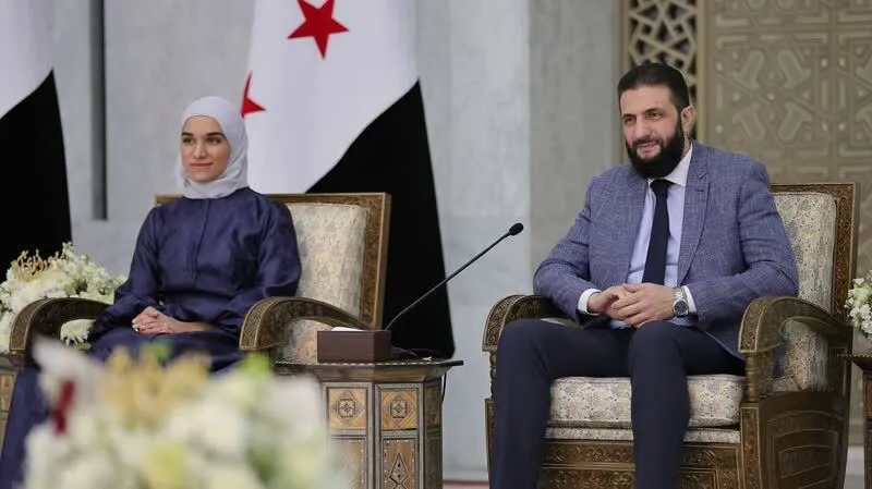 عکس/ احمد الشرع رییس جمهور انتقالی سوریه سوریه در کنار همسرش