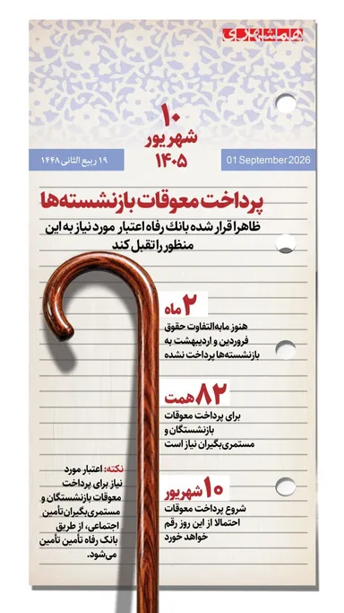 اینفوگرافی/ ۱۰شهریور؛ زمان پرداخت معوقات بازنشستگان