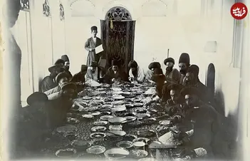 عکسی از یک سفره ناهار اعیانی در دوران احمدشاه