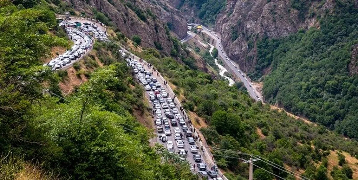 ترافیک سنگین در جاده کرج -چالوس