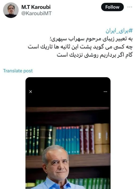 عکس/حمایت فرزند کروبی از مسعود پزشکیان