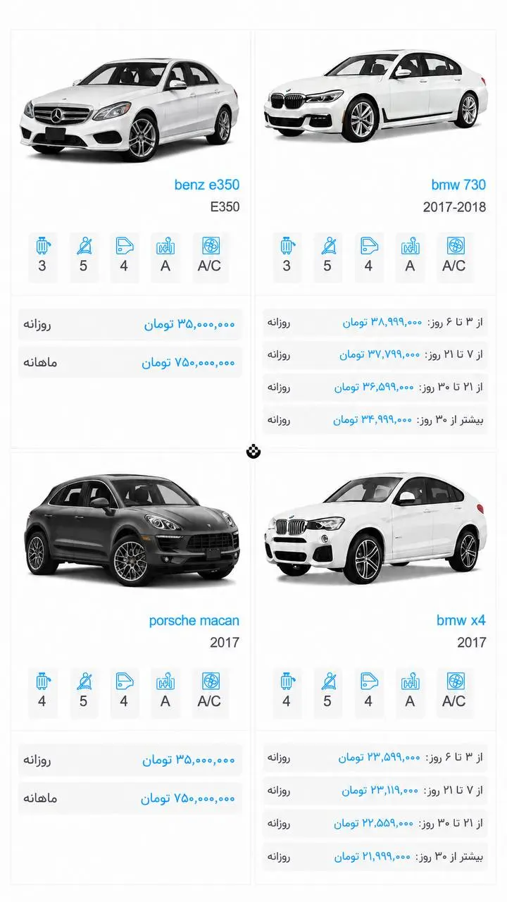 عکس/قیمت‌های عجیب در بازار اجاره خودرو؛ حقوق یک ماه کارگر، خرج یک روز پورشه سواری!