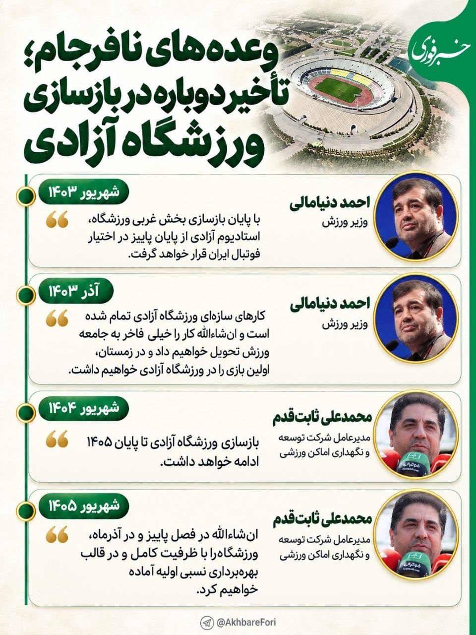 تاخیر دوباره در بازسازی ورزشگاه آزادی