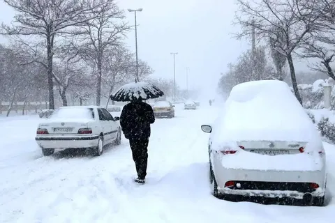 لحظه زیبای بارش برف در حرم امام رضا (ع)