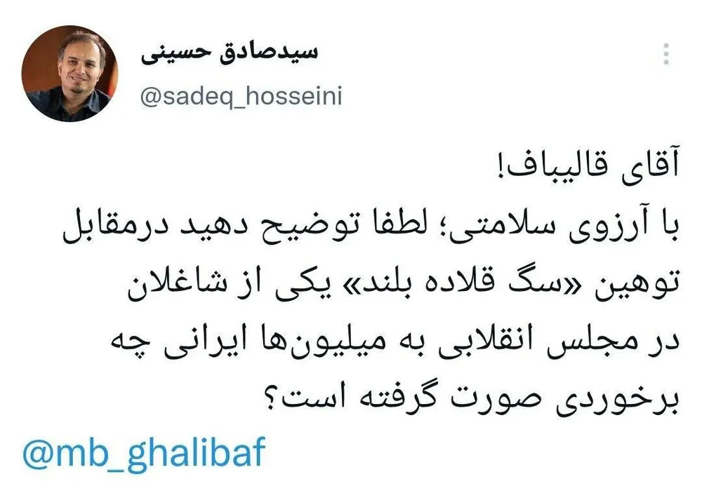 قالیباف در واکنش به «توهین» یک نماینده «مجلس انقلابی به میلیون‌ها ایرانی» چه می‌کند؟
