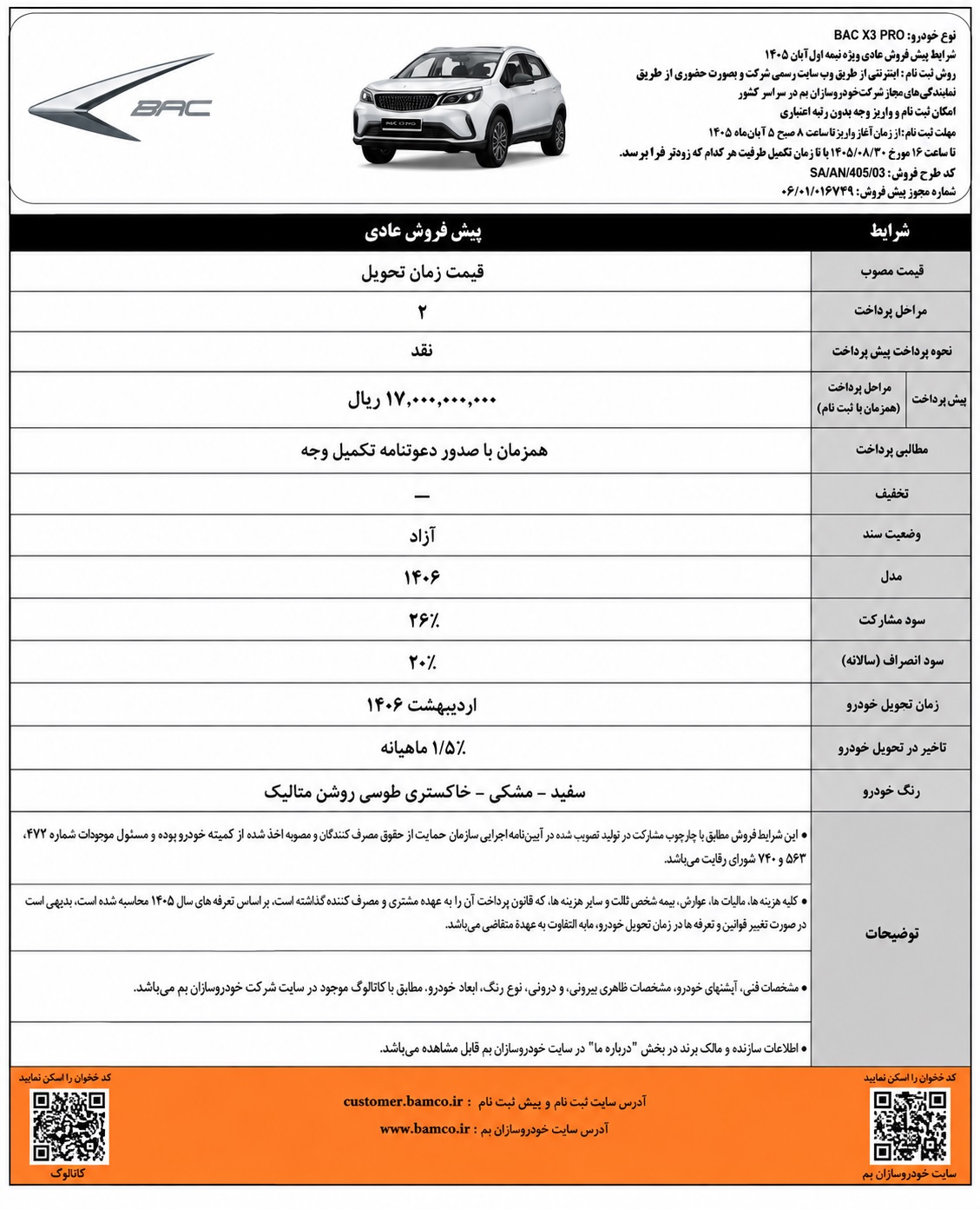 پیش فروش خودروی BAC X ۳ PRO