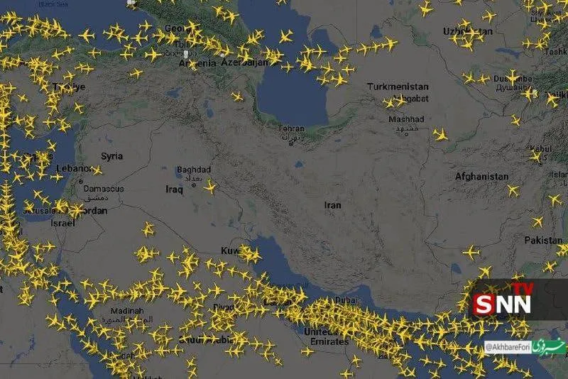 عکس/حریم هوایی منطقه تحت تاثیر حمله موشکی ایران