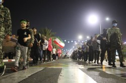 رزمایش و اجتماع مردمی جان‌فدای ایران در کیش برگزار شد
