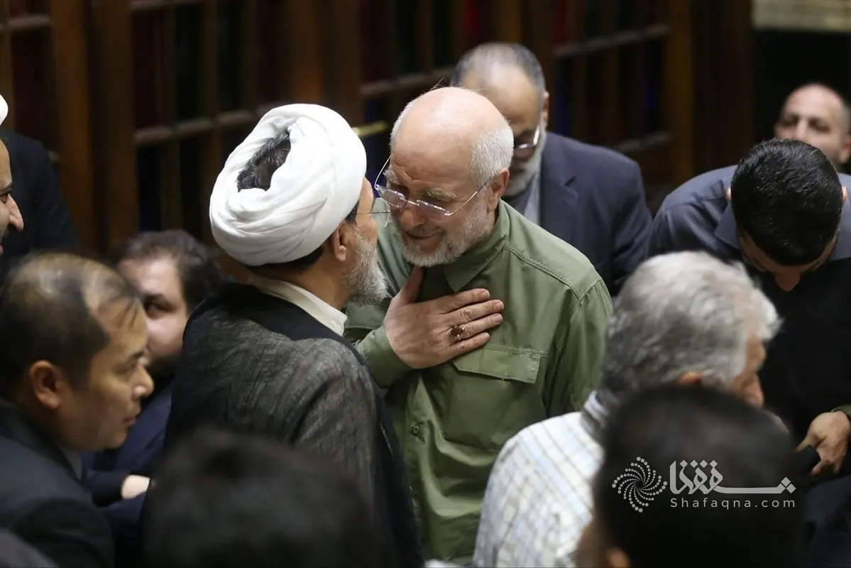 قالیباف  در مراسم ختم خواهر عراقچی
