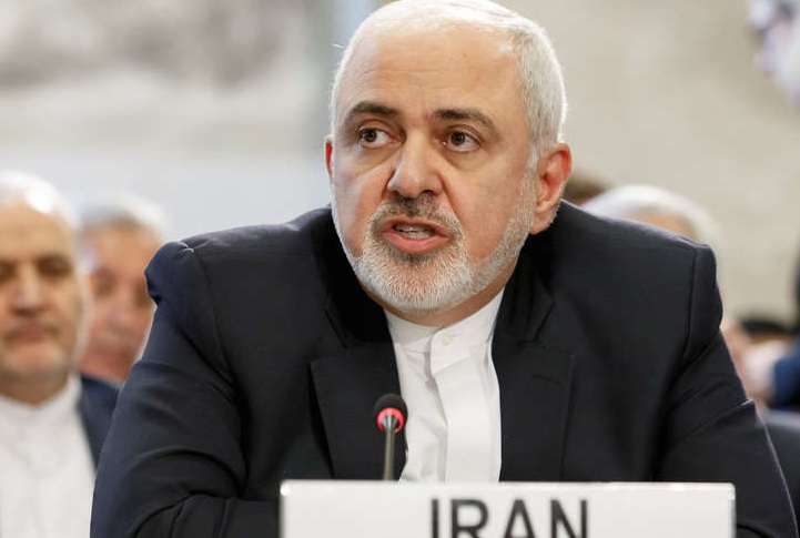 Iranian Foreign Minister Mohammad Javad Zarif delivers his statement, during the Geneva Conference on Afghanistan, at the European headquarters of the United Nations in Geneva